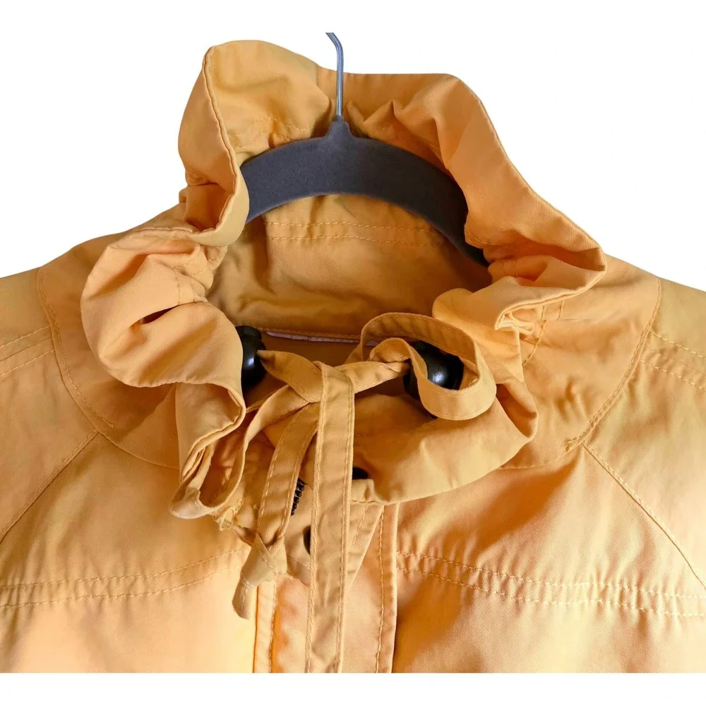 Chic‎ Yellow Funnel Neck Swing Rain Jacket, L 3/4 Sleeve Lightweight Windbreaker